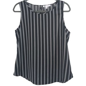 DR2 Black White Flowy Stripe Career Business Top SZ Medium